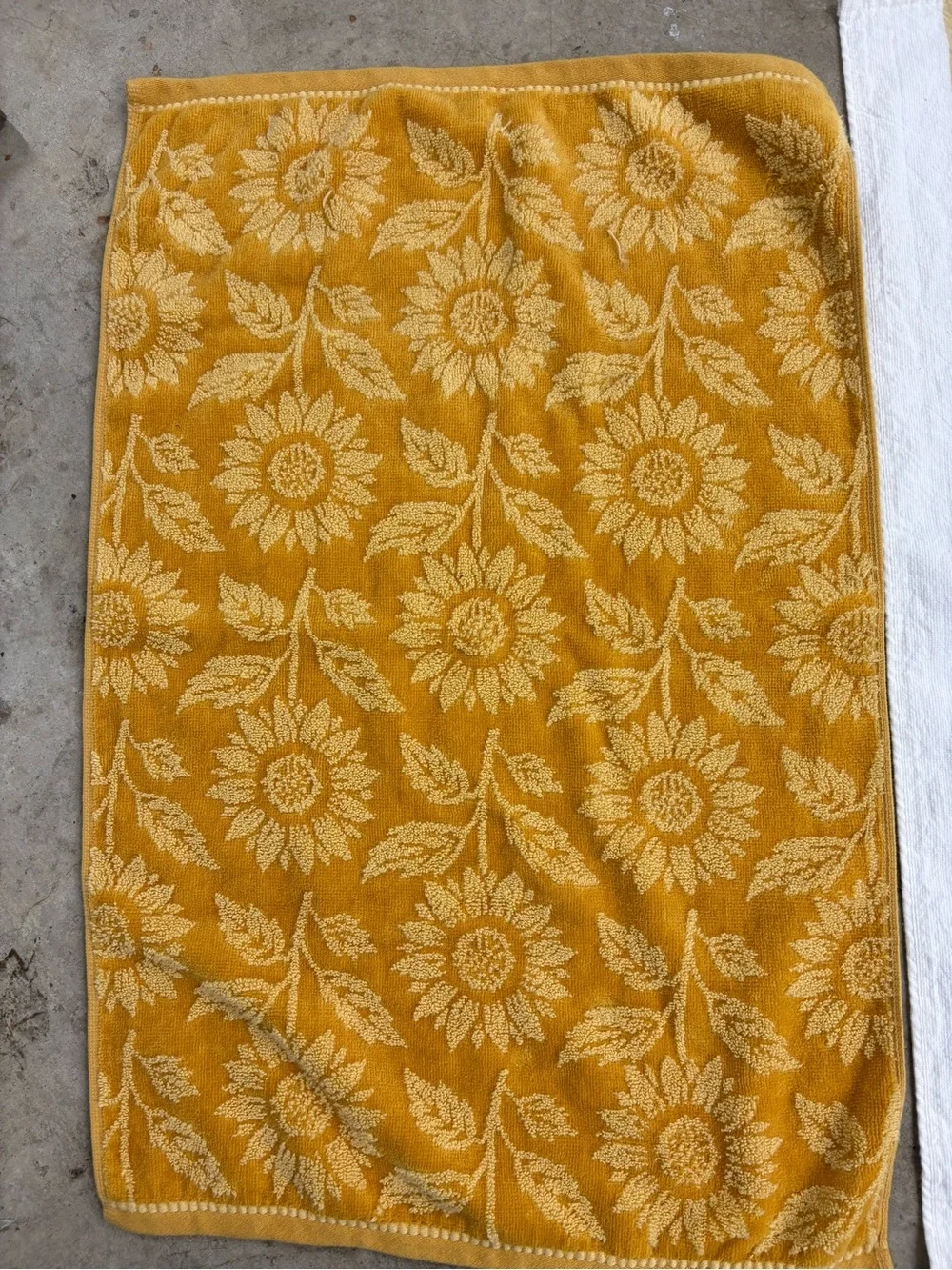 2pc Cotton Kitchen/Tea Towels Set, Yellow Floral & White Stripe, Farmhouse